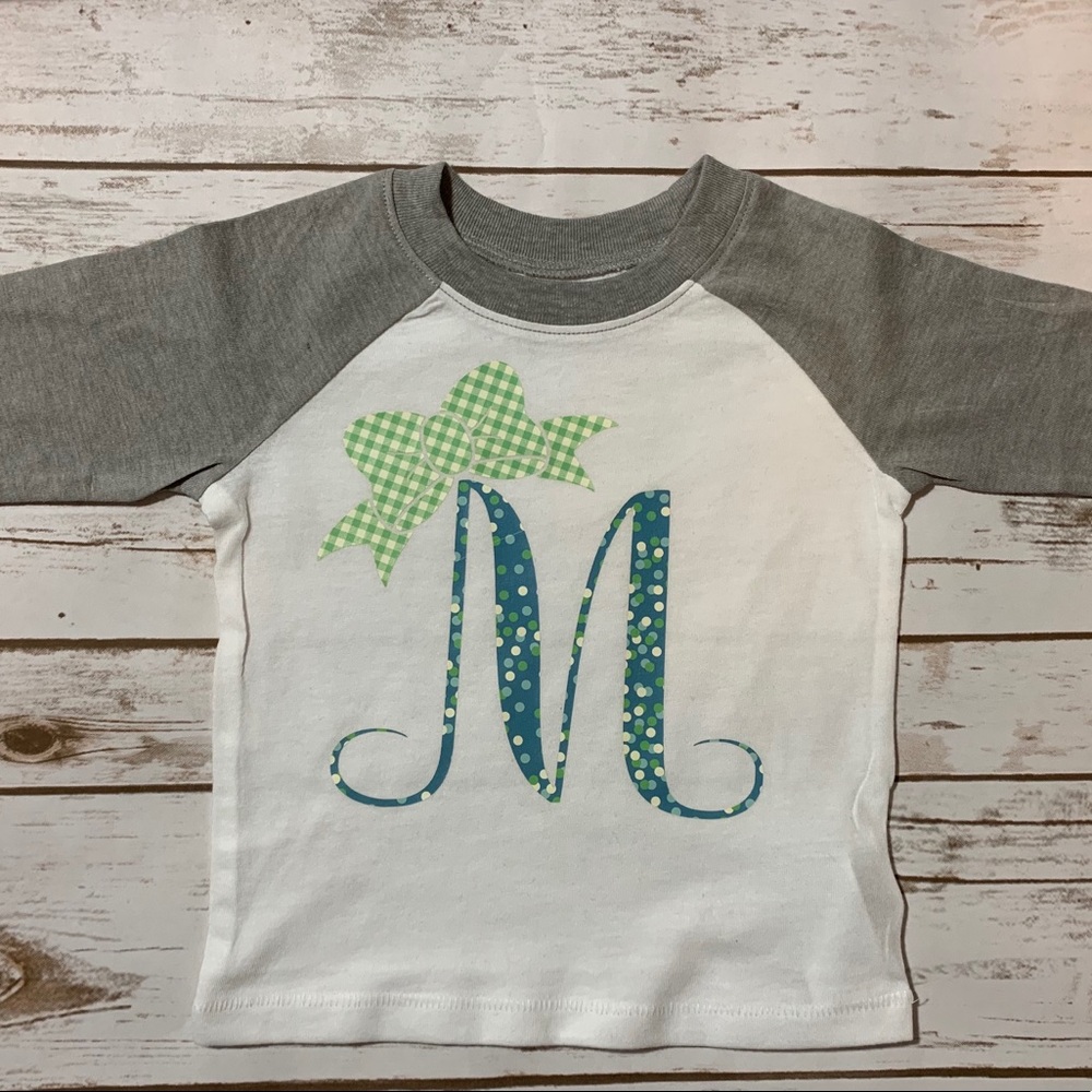NWOT “M” monogram raglan shirt with bow - custom!